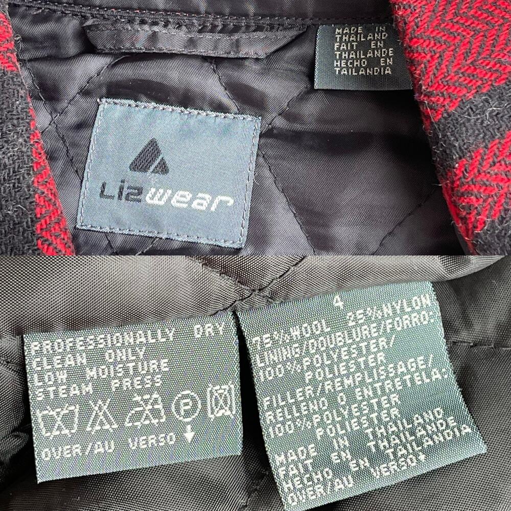 Vintage Lizwear buffalo plaid check mackinaw jacket coat insulated liz claiborne - Picture 4 of 17
